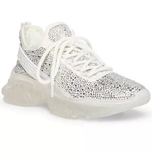 Steve Madden Women's Maxima Rhinestone-Trim Trainer Sneakers tennis shoes size 8